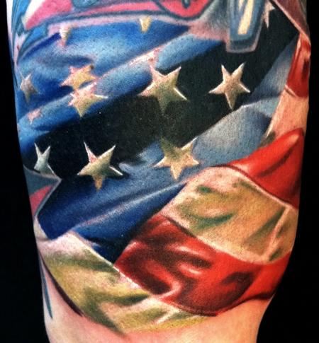 Brent Olson - American Flag filler Brent Olson Art Junkies Tattoo